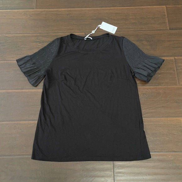 Golbary Women's Black Ruffle Short Sleeve Blouse Top Size 3 (Medium) NWT! - Picture 1 of 8